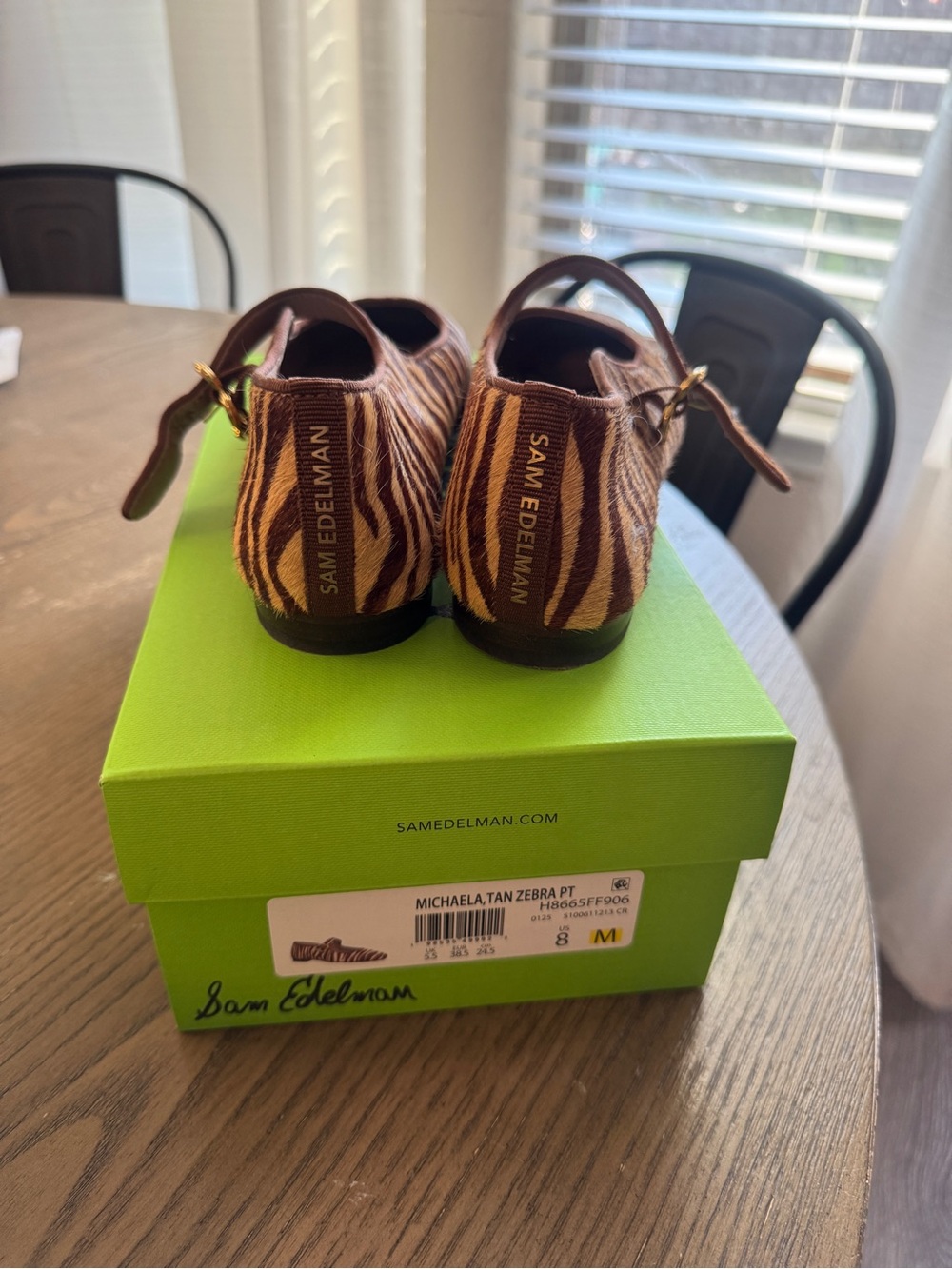Sam Edelman Zebra-Print Mary Jane Flats - Brown/Cream - Picture 3 of 4
